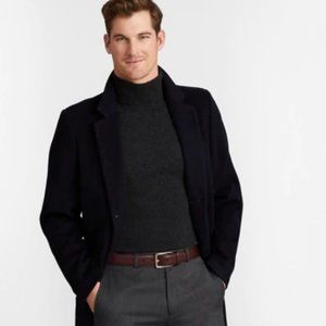 Brooks Brothers Men's Long Town Coat, Black, 44R, 100% Italian Wool